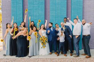 wedding party cheering by Phoenix wedding photographers, Wanderlight