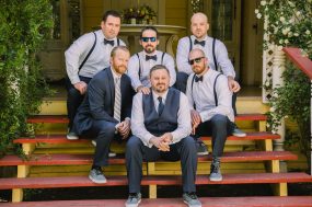 Phoenix wedding photograph of groomsment on steps