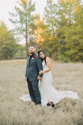 Phoenix wedding photograph of bride and groom in forest