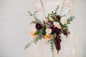 Phoenix wedding photograph of bridal bouquet with roses