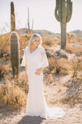 Phoenix wedding photograph of bride in Arizona desert