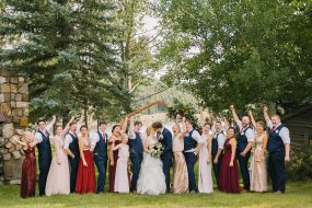 Phoenix wedding photography of wedding party cheering