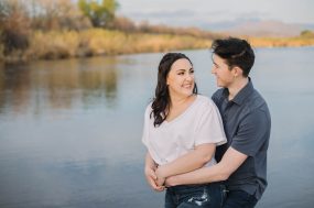 Phoenix engagement photograph of couple on river